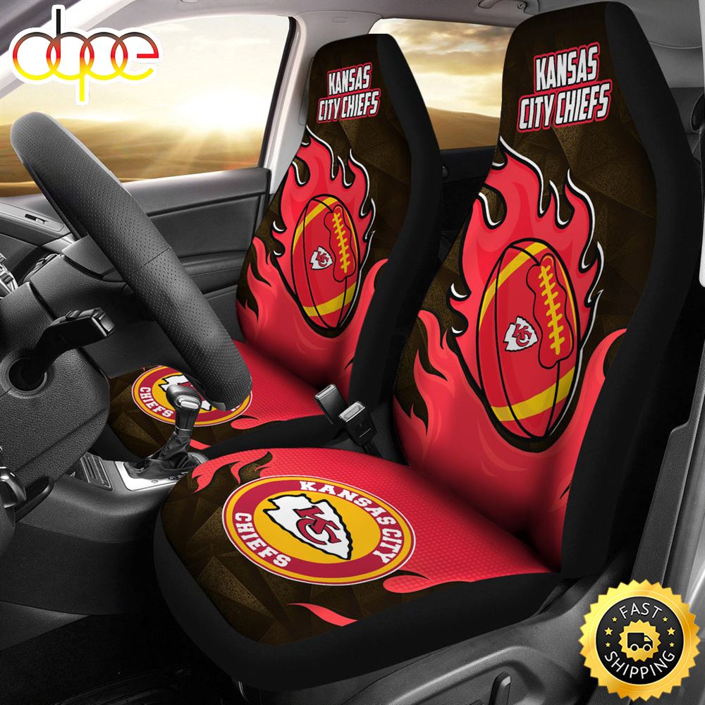 Kansas City Chiefs Car Seat Covers Fire Ball Flying Nfl Sport Custom For Fan Ju9qeb