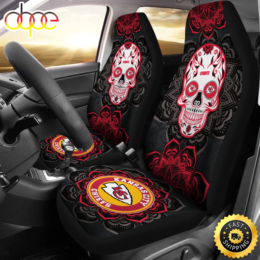 Kansas City Chiefs Car Seat Covers Nfl Skull Mandala For Fan Wyiczx