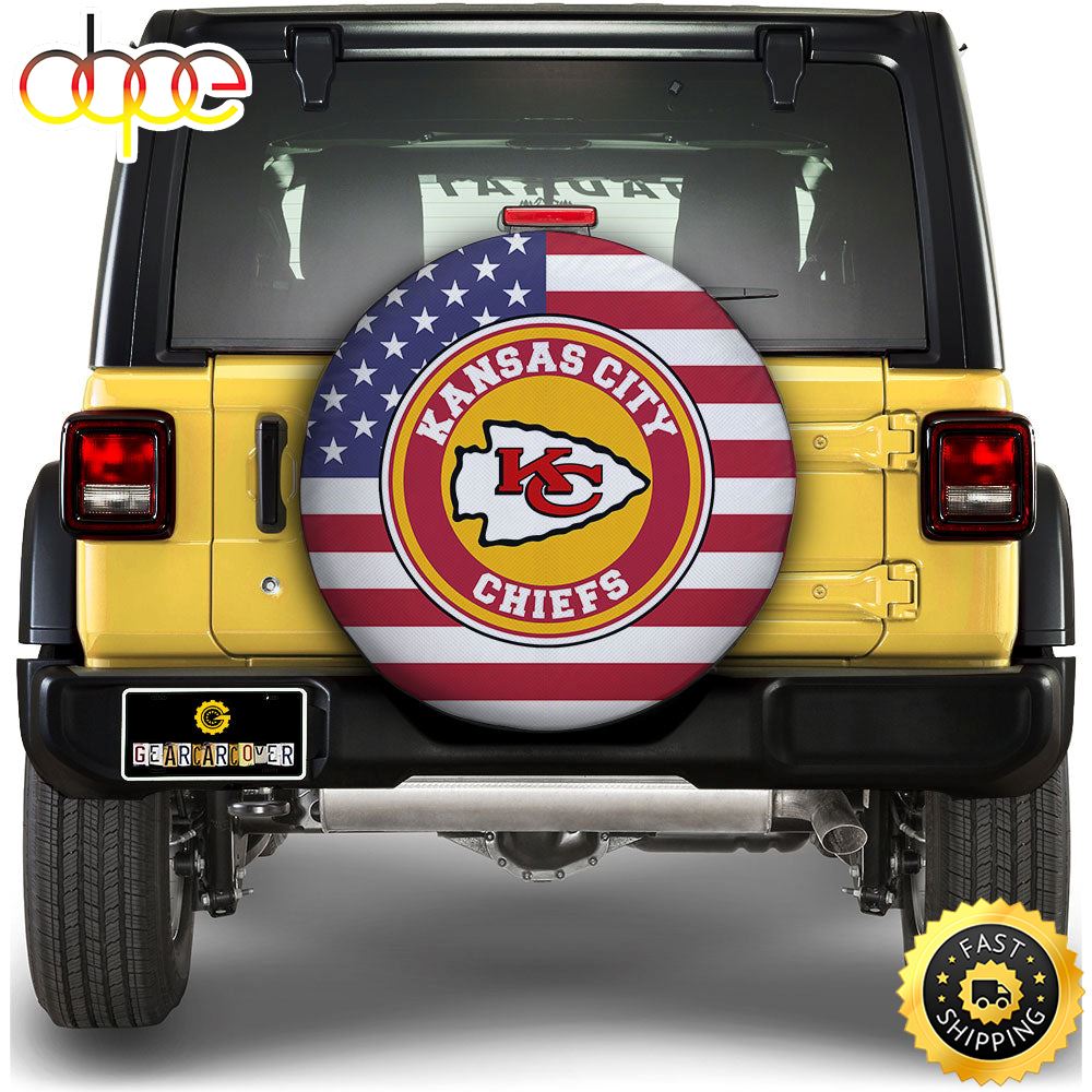 Kansas City Chiefs Spare Tire Covers Custom US Flag Style Comeit
