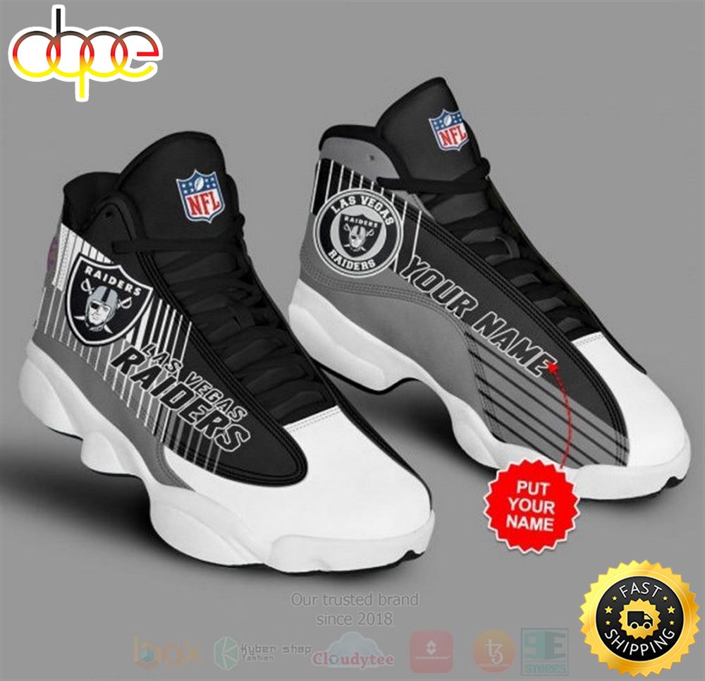 Las Vegas Raiders Football Nfl Custom Name Air Jordan 13 Shoes Qmw2gw