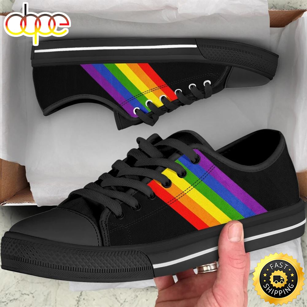 Lgbt Rainbow Pride Flag Flat Sneakers Casual Lightweight Low Top Canvas Kbx1zn
