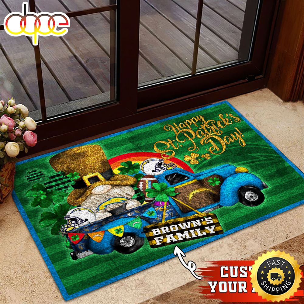 Los Angeles Chargers NFL Custom Doormat For The Celebration Of Saint Patrick S Day Klq1lz