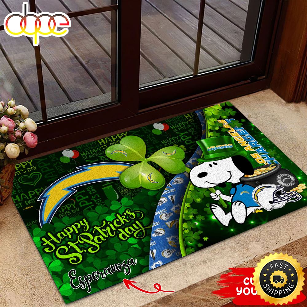 Los Angeles Chargers NFL Custom Doormat The Celebration Of The Saint Patrick S Day Norafs