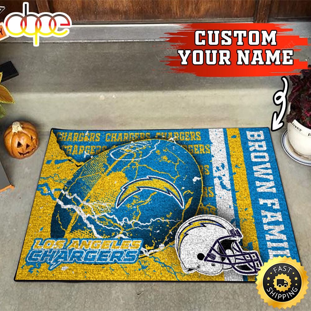 Los Angeles Chargers NFL Custom Your Name Doormat Oia3dj