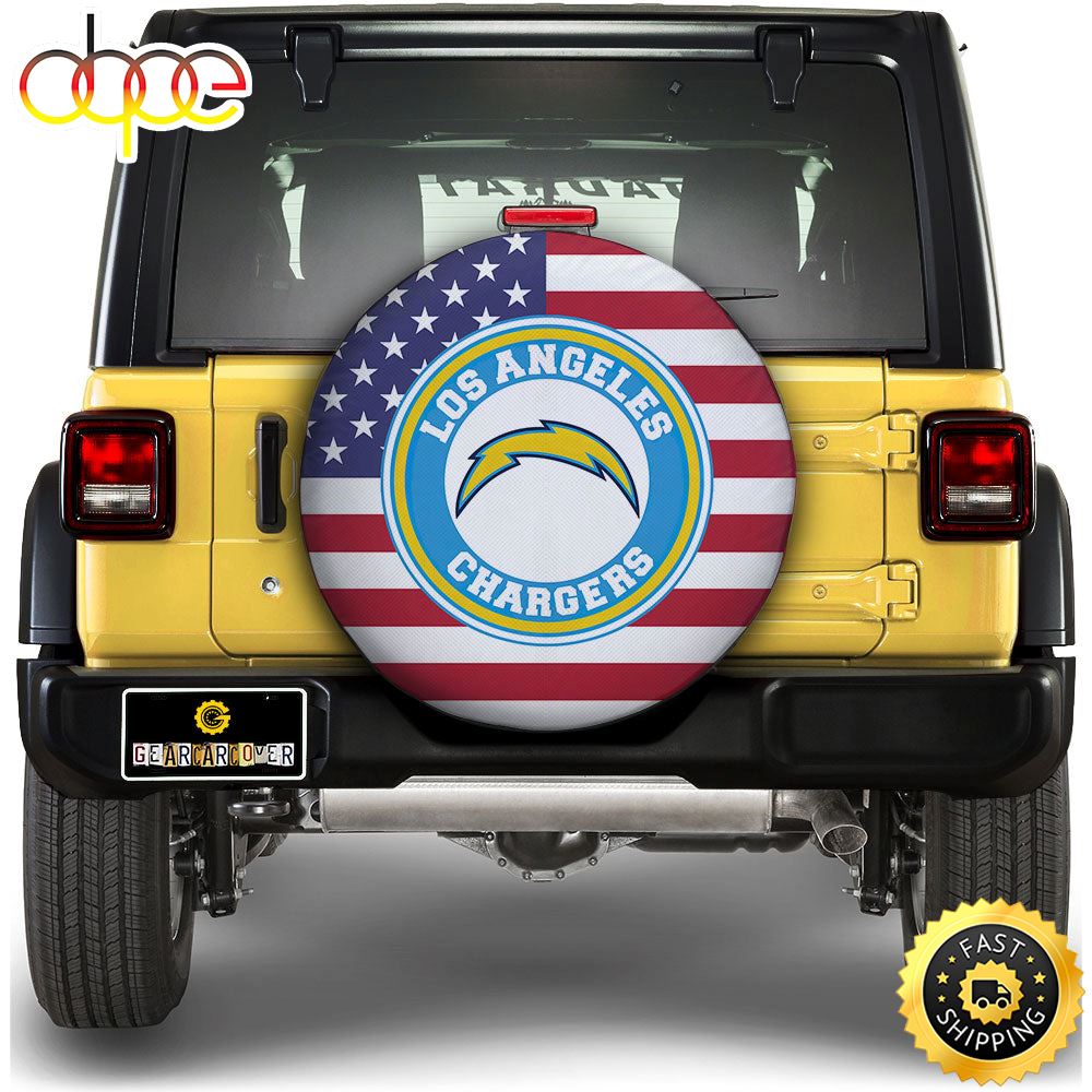 Los Angeles Chargers Spare Tire Covers Custom US Flag Style D7eqxe