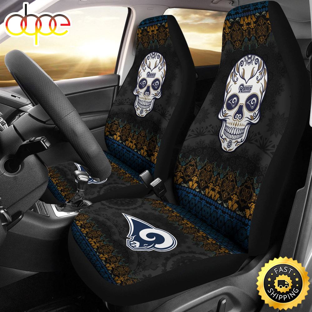 Los Angeles Rams American Football Club Skull Car Seat Covers Nfl Car Accessories Custom For Fans Rqaz5c
