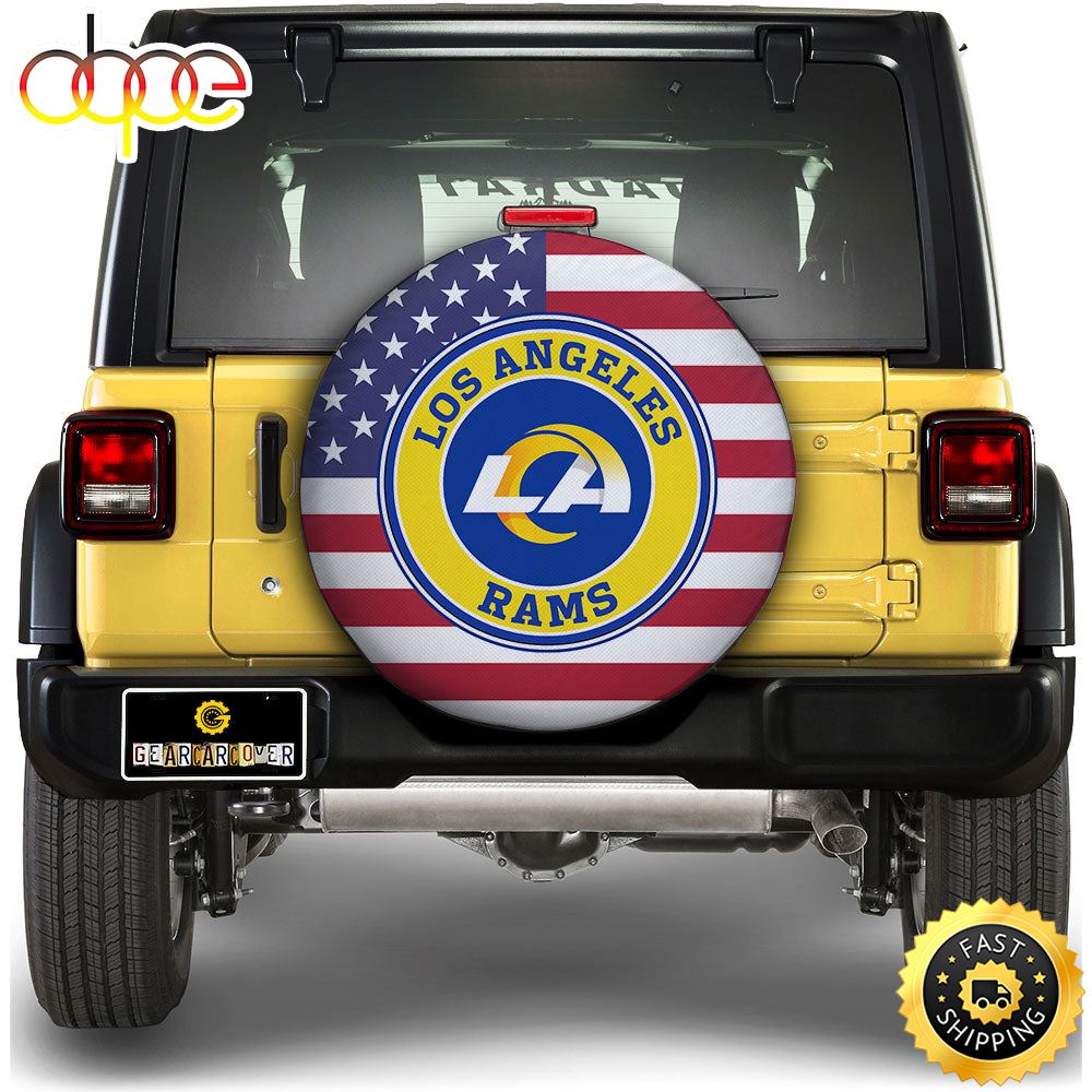 Los Angeles Rams Spare Tire Covers Custom US Flag Style Qfqdcd