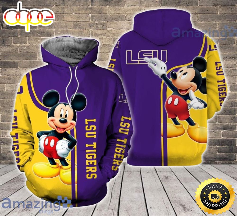 Lsu Tigers Mickey Mouse Lover Disney Cartoon 3d Hoodie For Fans Dq0p51