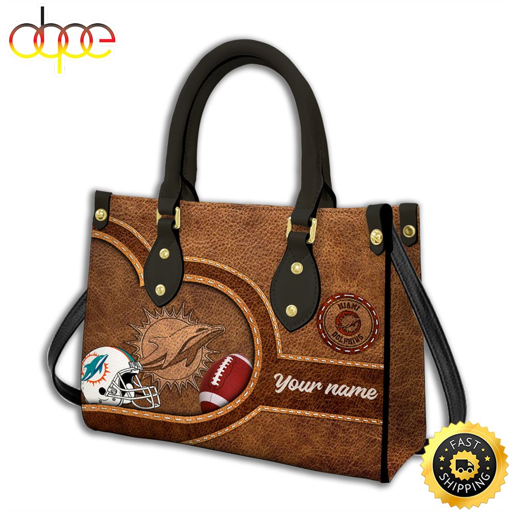 Miami Dolphins Custom Name NFL Leather Bag U23pkb