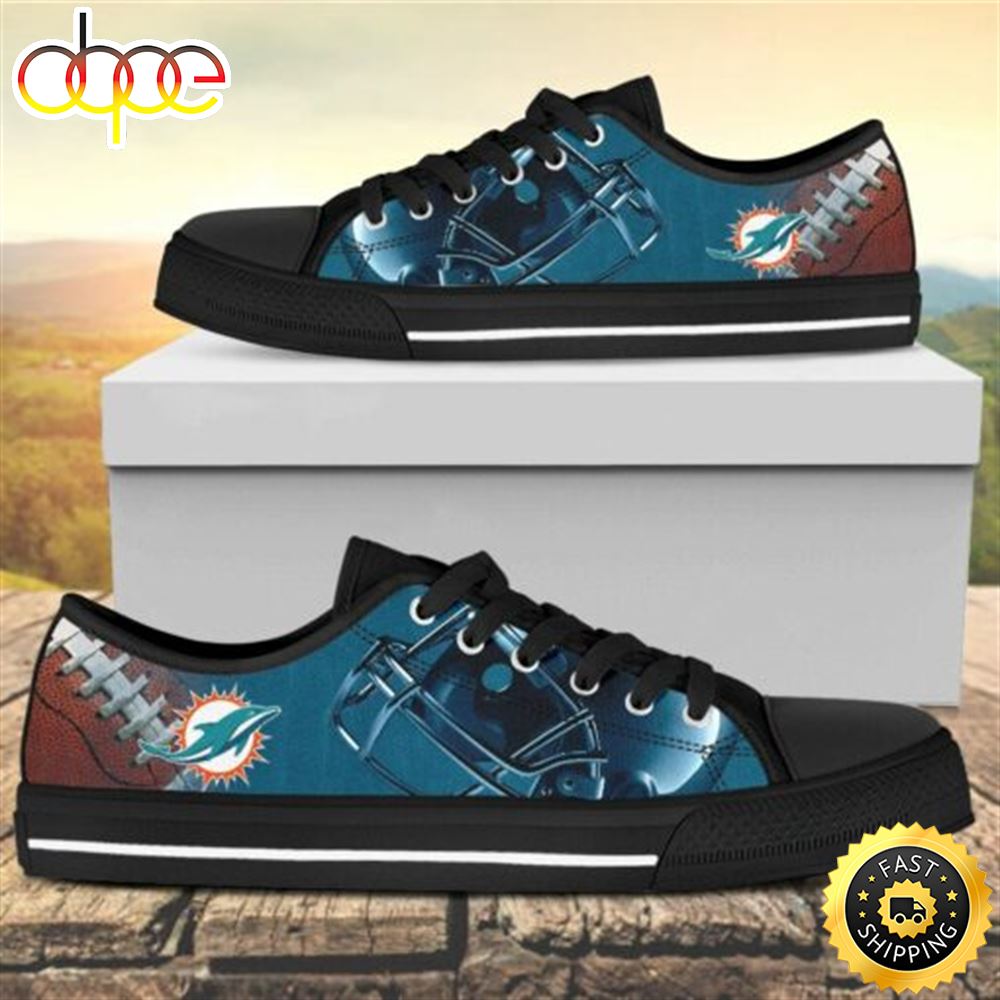 Miami Dolphins Canvas Low Top Shoes Npibbl