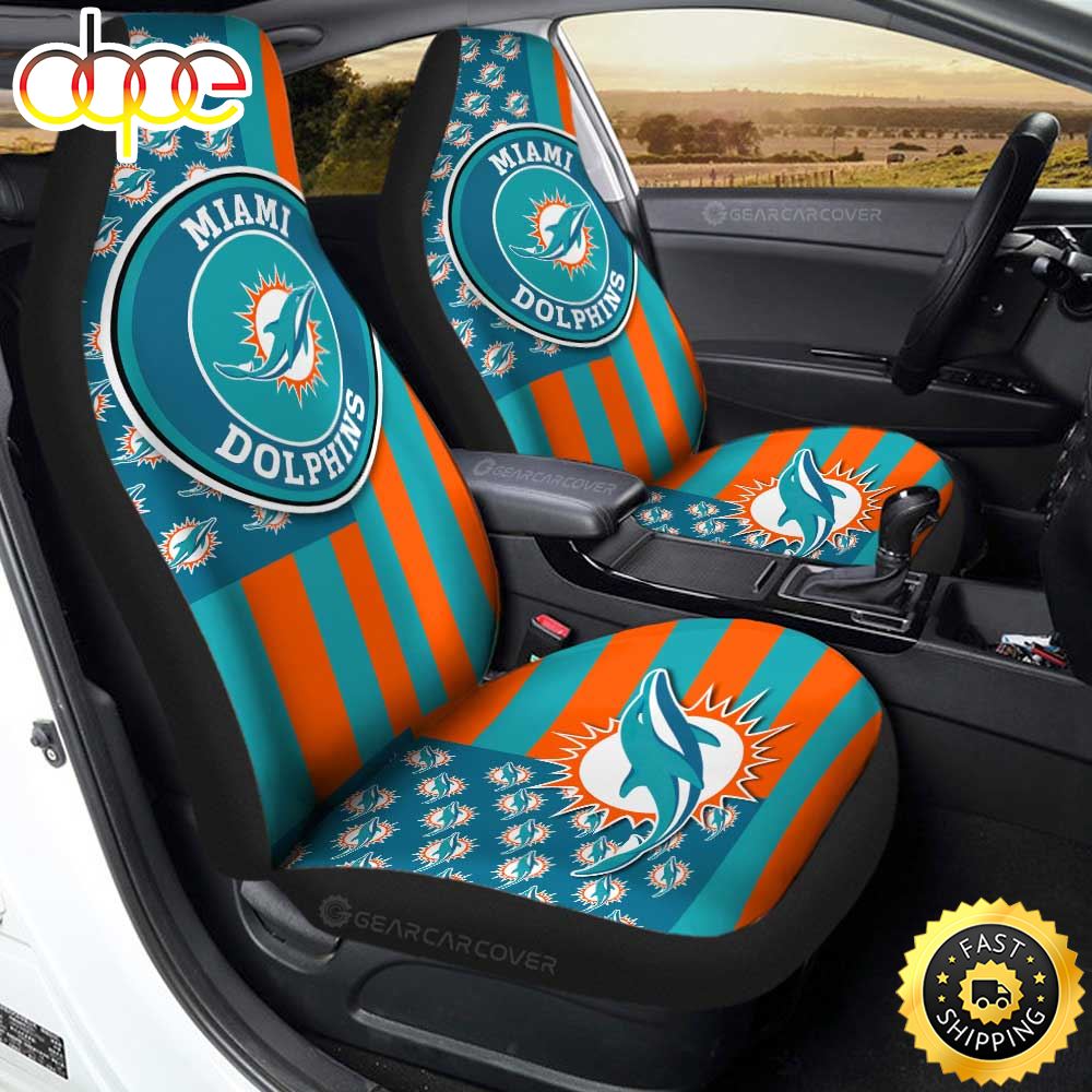 Miami Dolphins Car Seat Covers Custom Us Flag Style Yczwrd