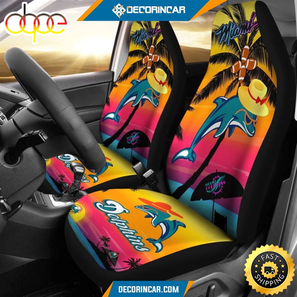 Miami Dolphins Car Seat Covers Miami Dolphins On Beach Holiday Aebzzg