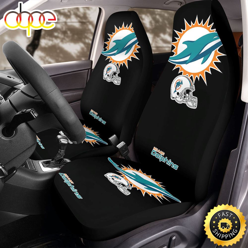 Miami Dolphins Logos On Blk Car Seat Covers Jnhgaz