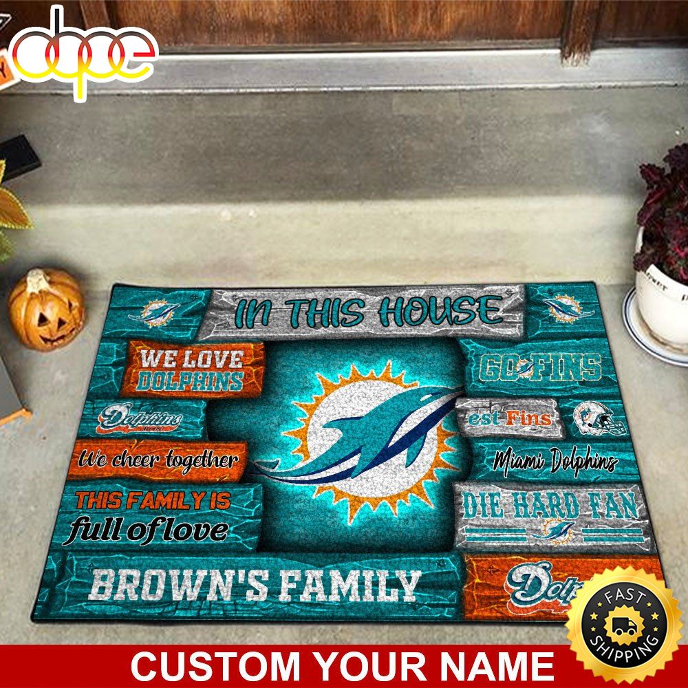 Miami Dolphins NFL Custom Doormat For Couples This Year R6xuyv