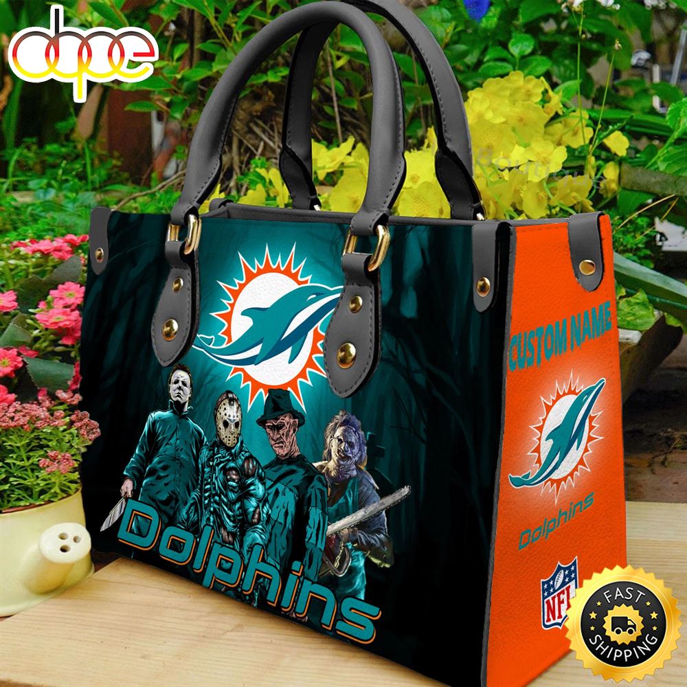 Miami Dolphins NFL Halloween Women Leather Hand Bag R5ik3v