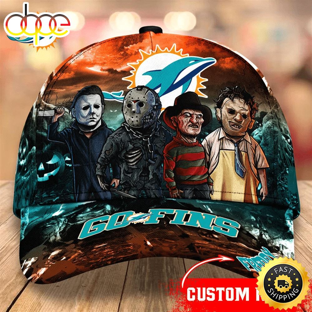 Miami Dolphins Nfl Personalized Trending Cap Mixed Horror Movie Characters Oaisr4