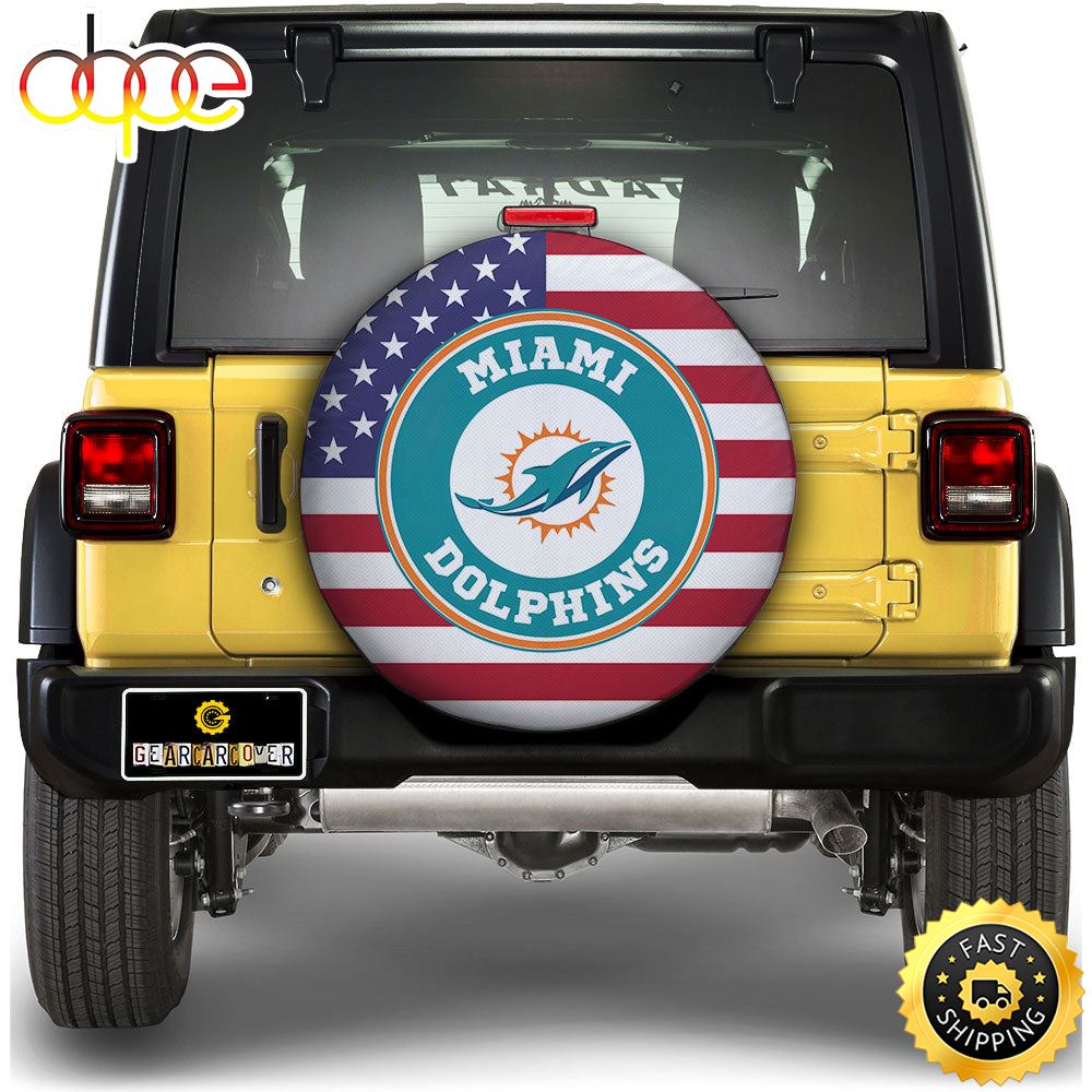 Miami Dolphins Spare Tire Covers Custom US Flag Style Obm0jh