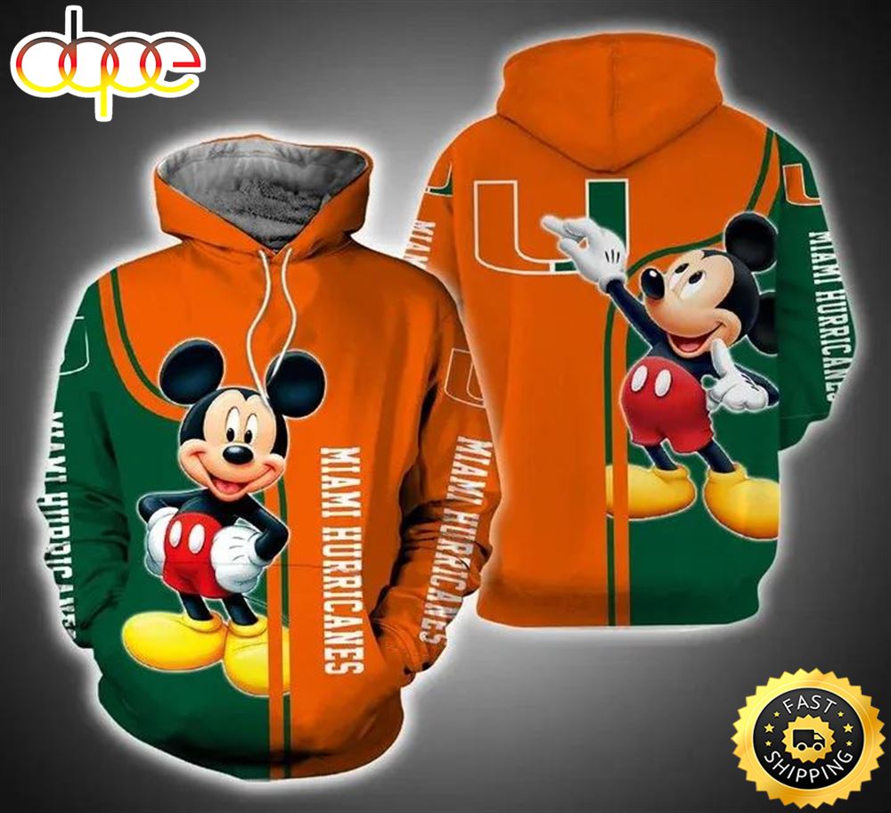 Mickey Mouse Paints Logo Miami Hurricanes 3d Hoodie Cool Miami Hurricanes Gifts Pm17fn