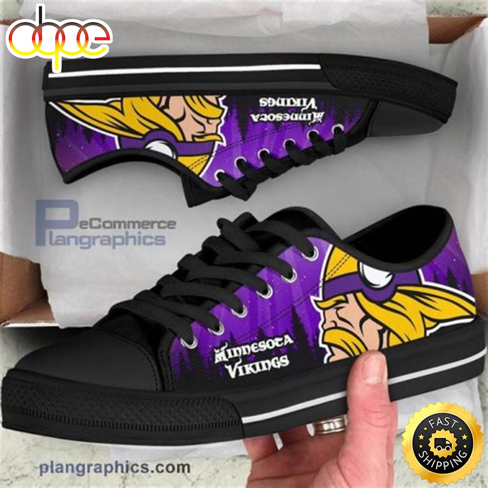 Minnesota Vikings Canvas Shoes Black Low Top Iwb9d0