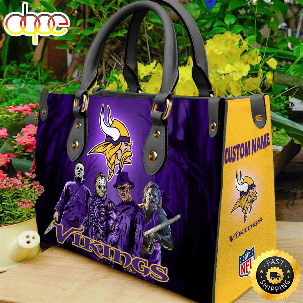 Minnesota Vikings NFL Halloween Women Leather Hand Bag Lozm5e