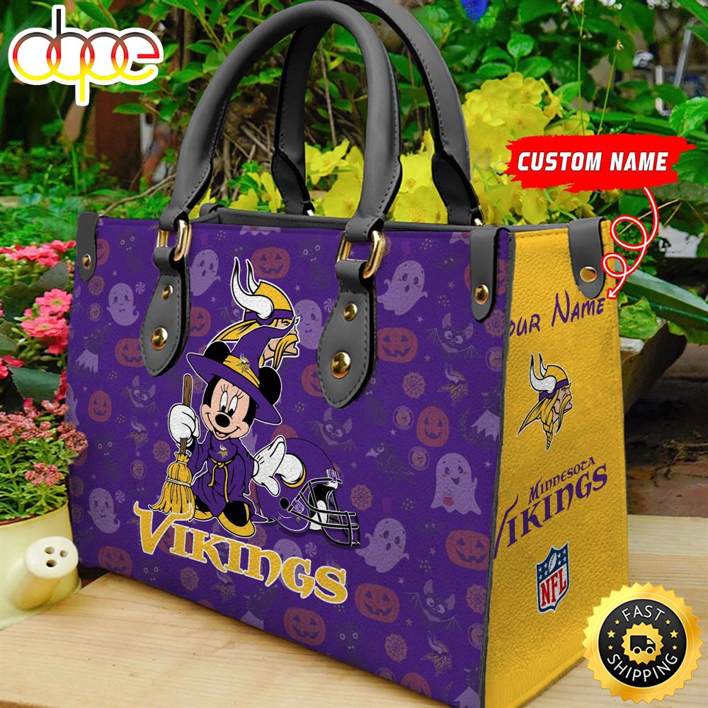 Minnesota Vikings NFL Minnie Halloween Women Leather Hand Bag Hwa2hw