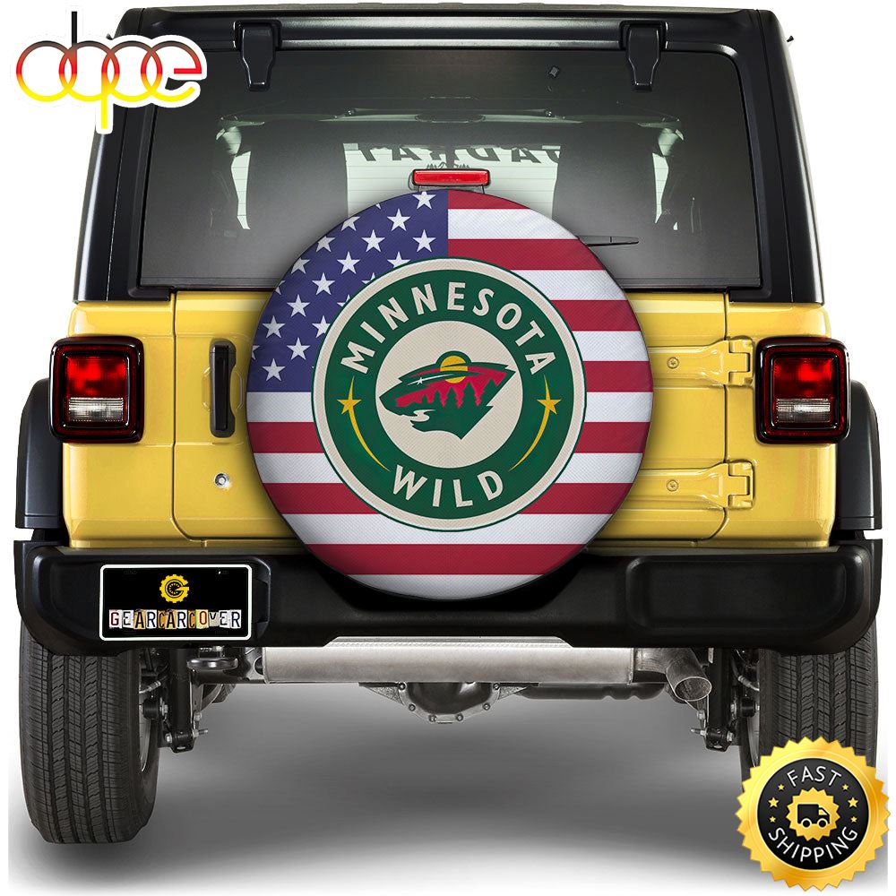 Minnesota Wild Spare Tire Covers Custom US Flag Style Qpn40m