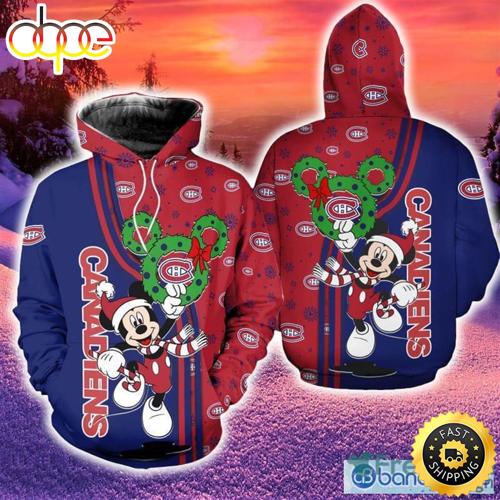 Montreal Canadiens Disney Mickey Funny Hoodie Zip Hoodie Red Print Holiday Gift For Fans Christmas Xseu7e