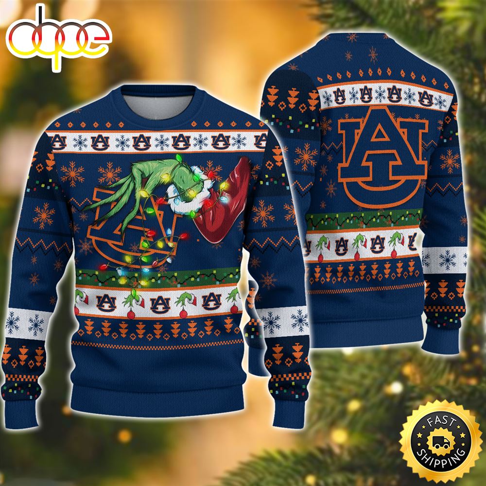 NCAA Auburn Tigers Grinch Christmas Ugly Sweater Re26mx