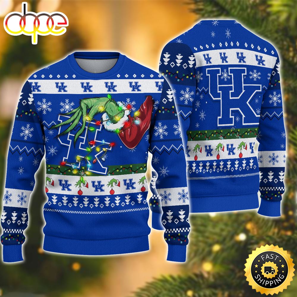 NCAA Kentucky Wildcats Grinch Christmas Ugly Sweater Qfynjl