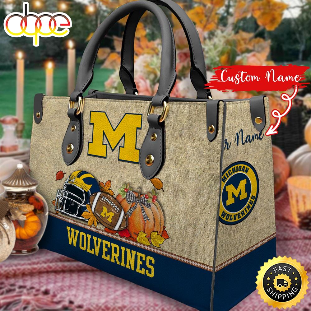 NCAA Michigan Wolverines Autumn Women Leather Bag Wyc1ls