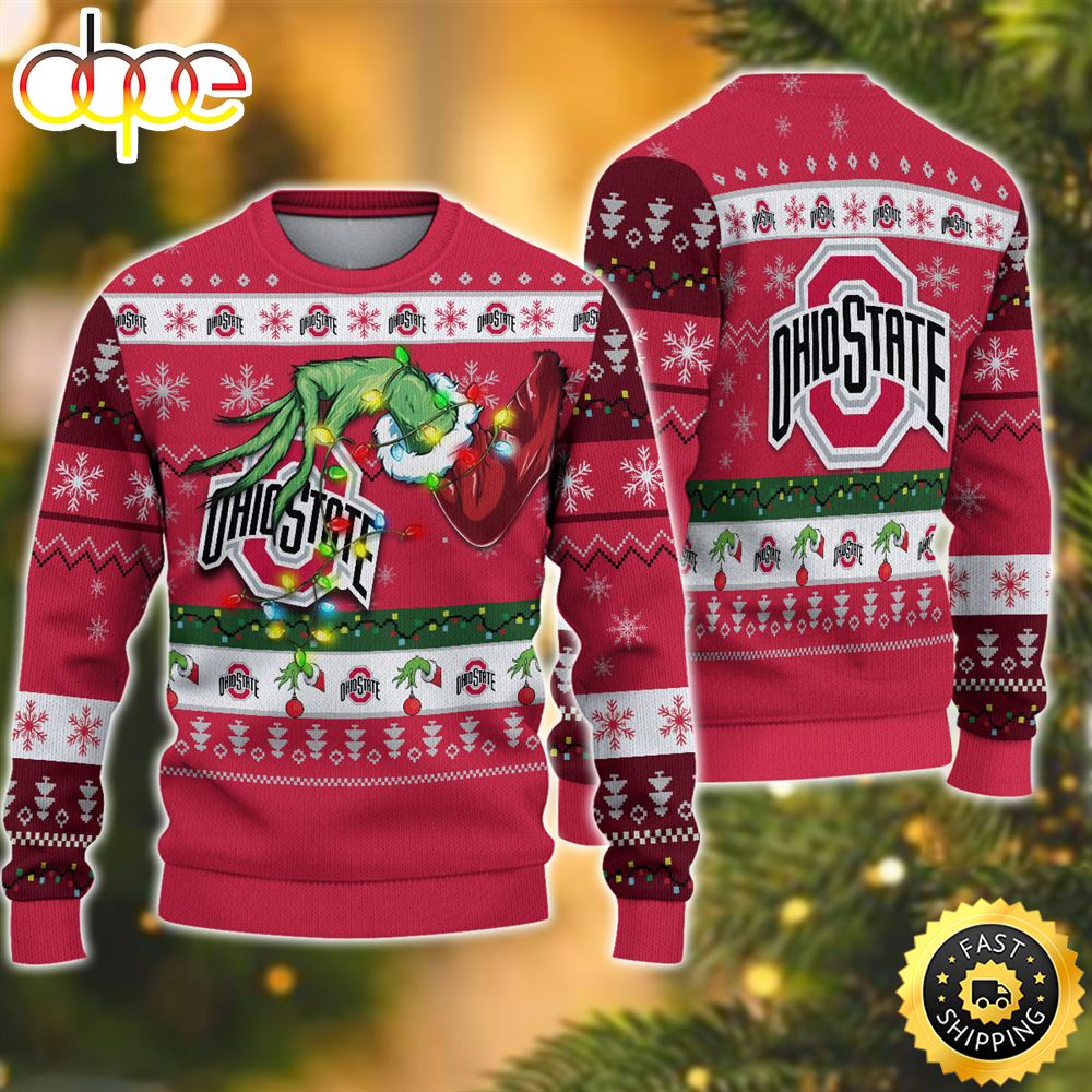 NCAA Ohio State Buckeyes Grinch Christmas Ugly Sweater Uxlxov