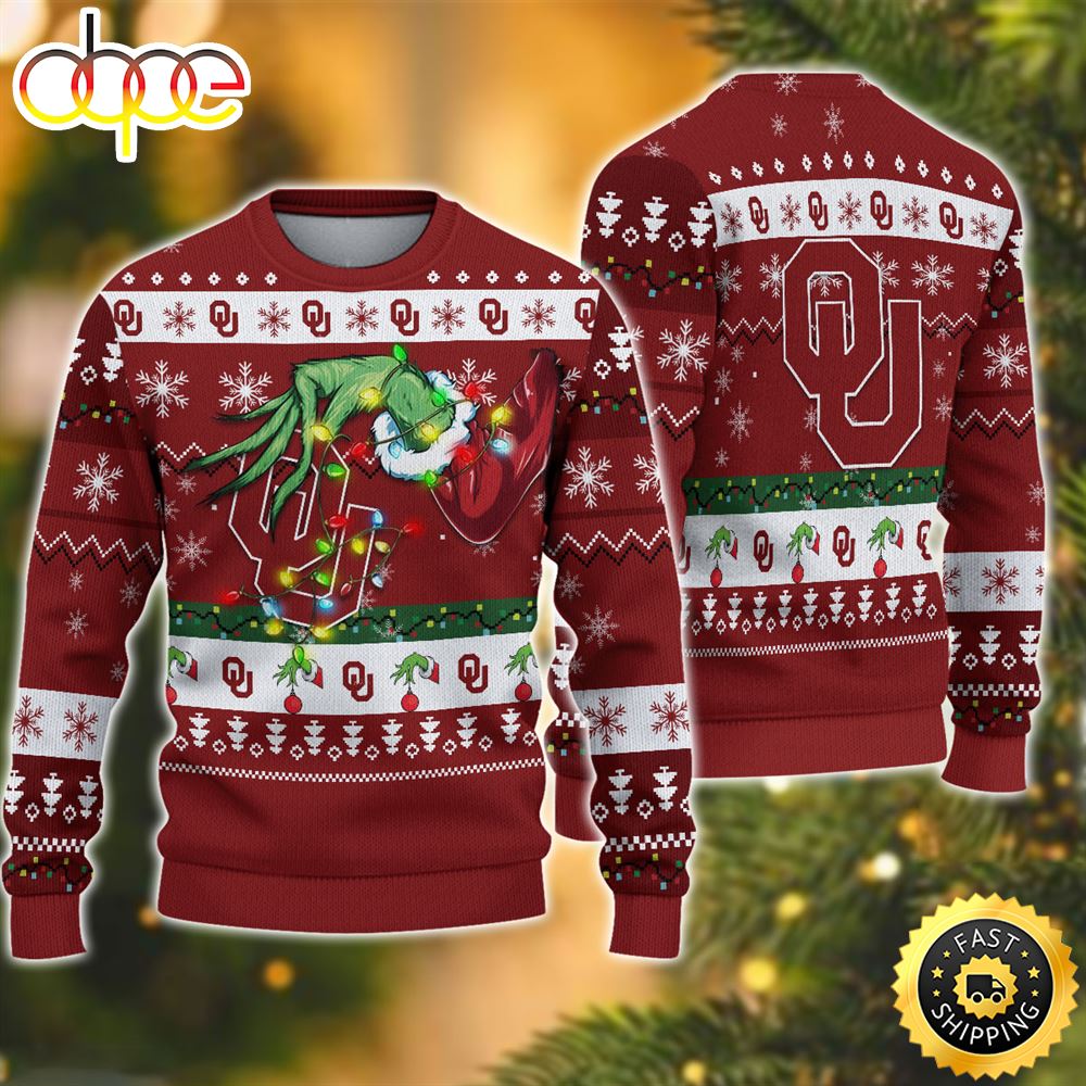 NCAA Oklahoma Sooners Grinch Christmas Ugly Sweater Hjqook