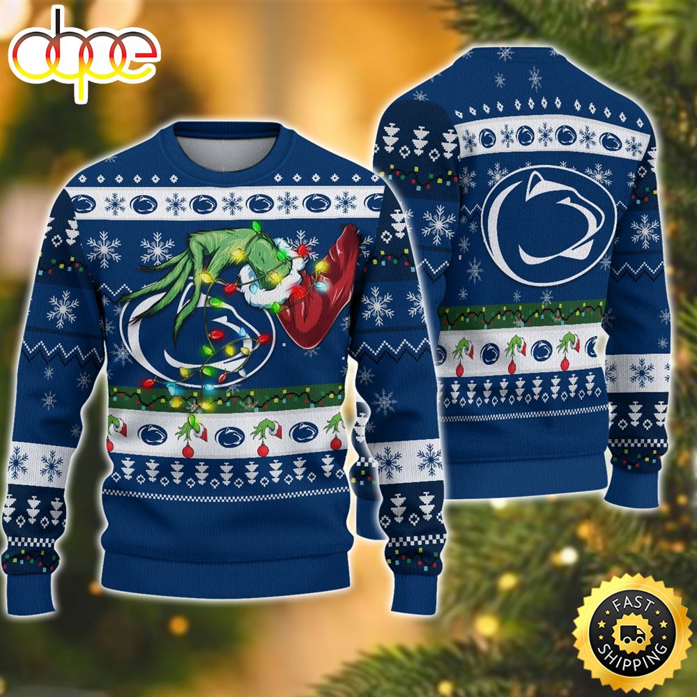 NCAA Penn State Nittany Lions Grinch Christmas Ugly Sweater M9vhuv