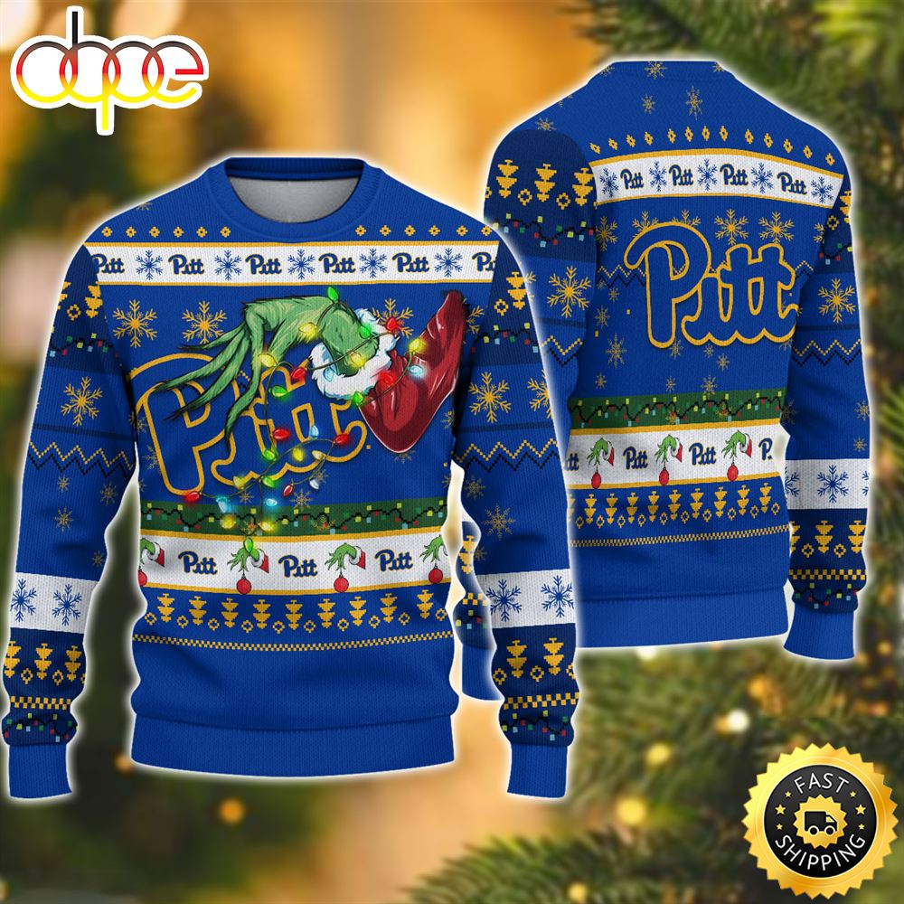 NCAA Pittsburgh Panthers Grinch Christmas Ugly Sweater Vl0odf