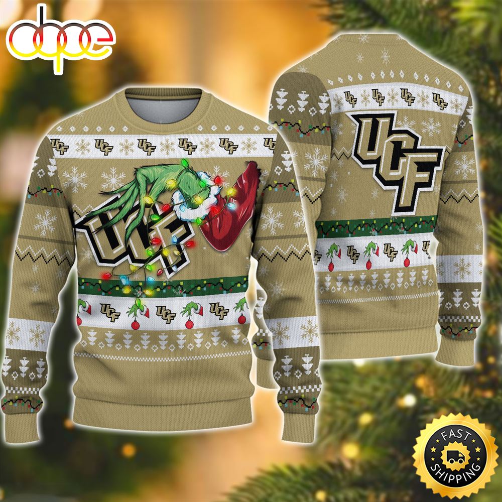 NCAA UCF Knights Grinch Christmas Ugly Sweater T2drjs