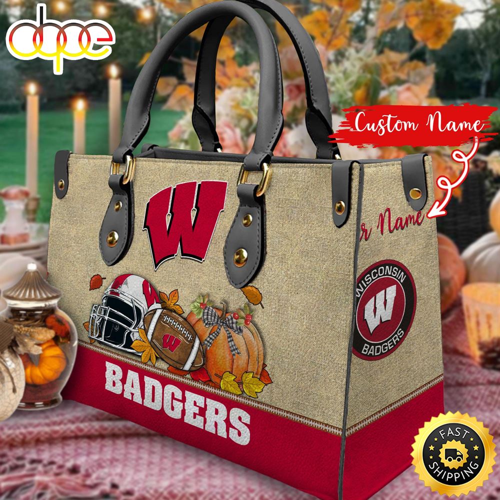 NCAA Wisconsin Badgers Autumn Women Leather Bag J8ibhh