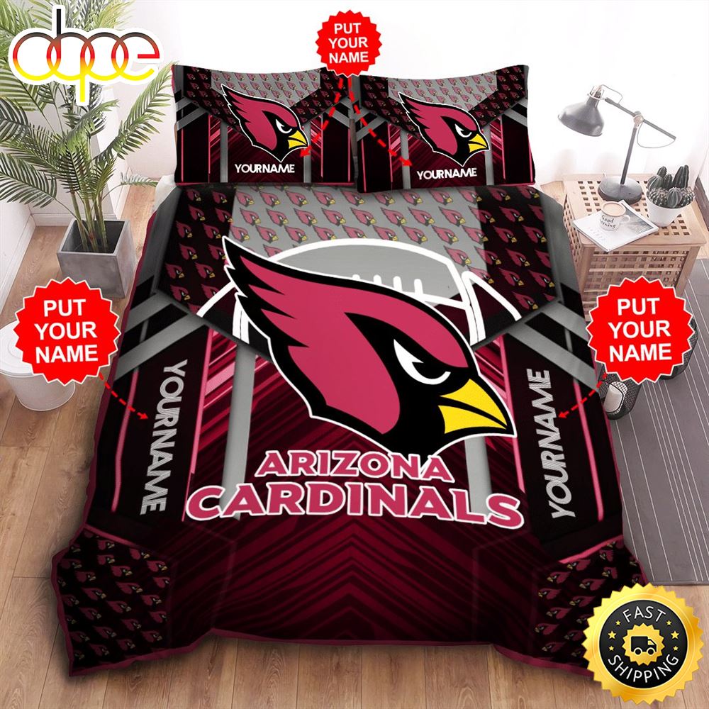 NFL Arizona Cardinals Custom Name Black Red Bedding Set L93ejs