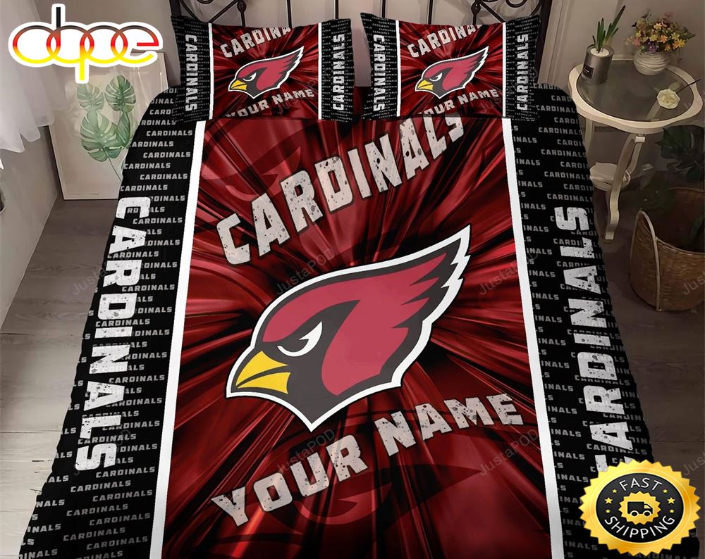 NFL Arizona Cardinals Custom Name Red Black Bedding Set Ts9obi