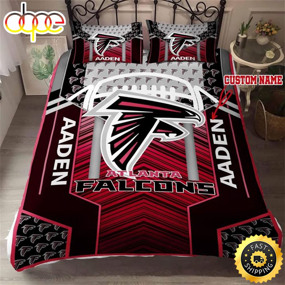 NFL Atlanta Falcons Custom Name Red Black Bedding Set Sqxqwl