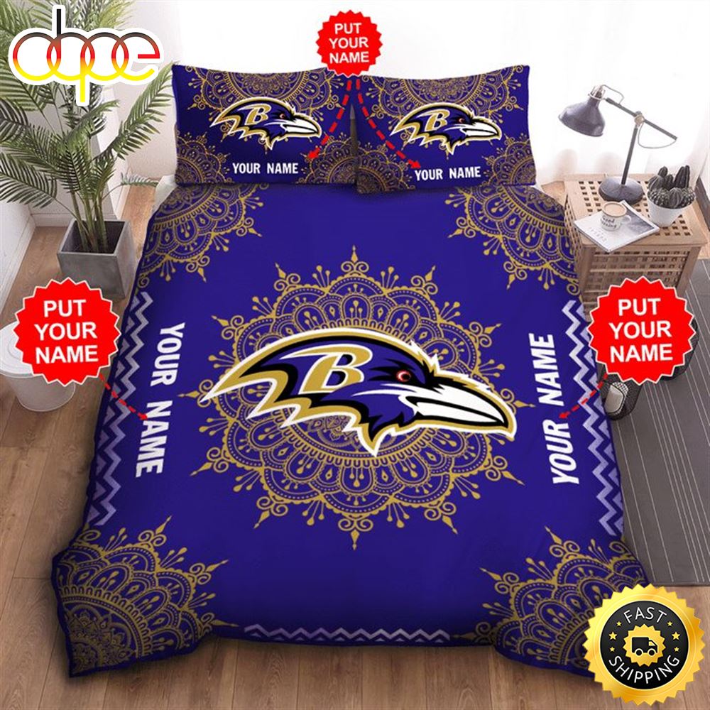NFL Baltimore Ravens Custom Name Purple Bedding Set Zcklcg