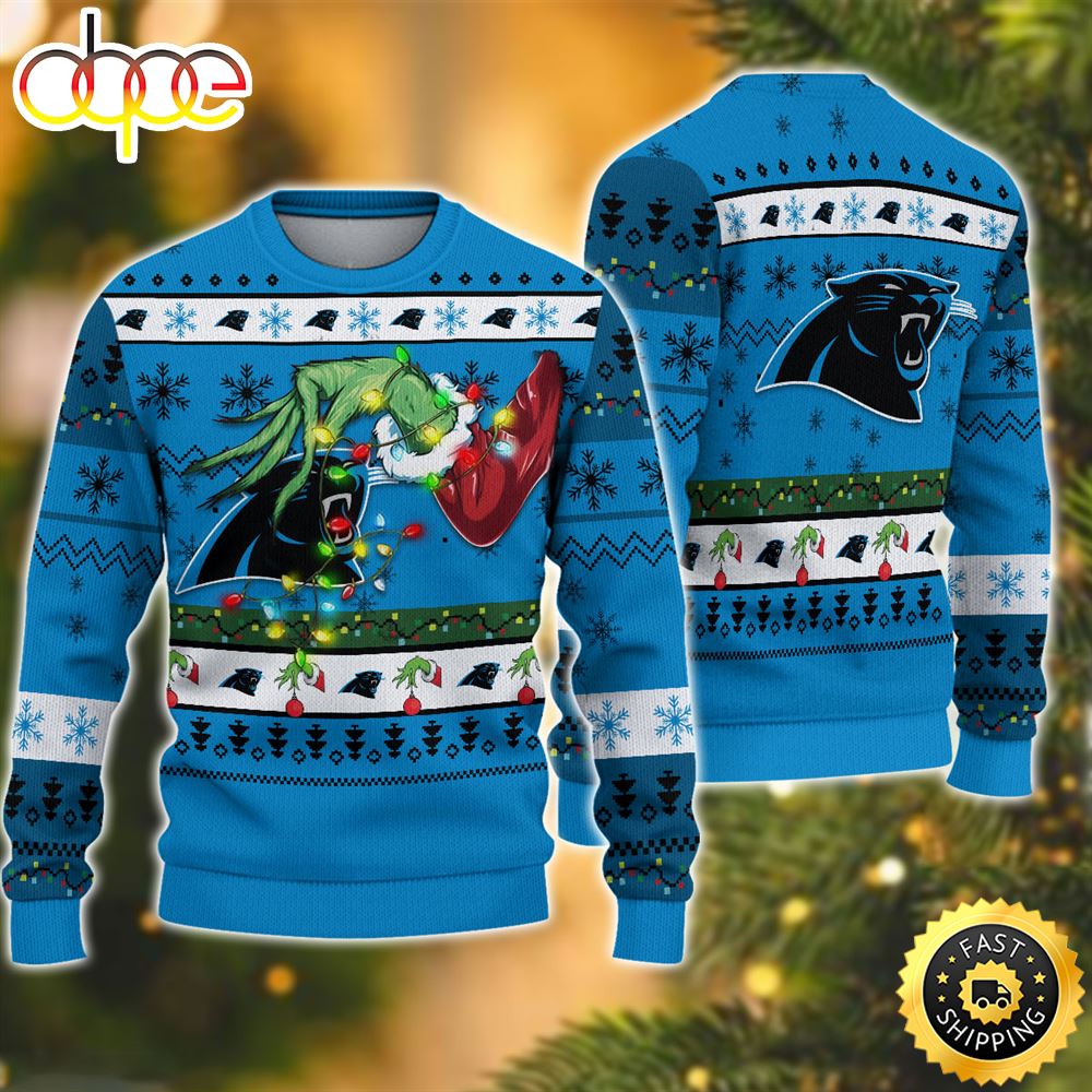 NFL Carolina Panthers Grinch Christmas Ugly Sweater Caqles