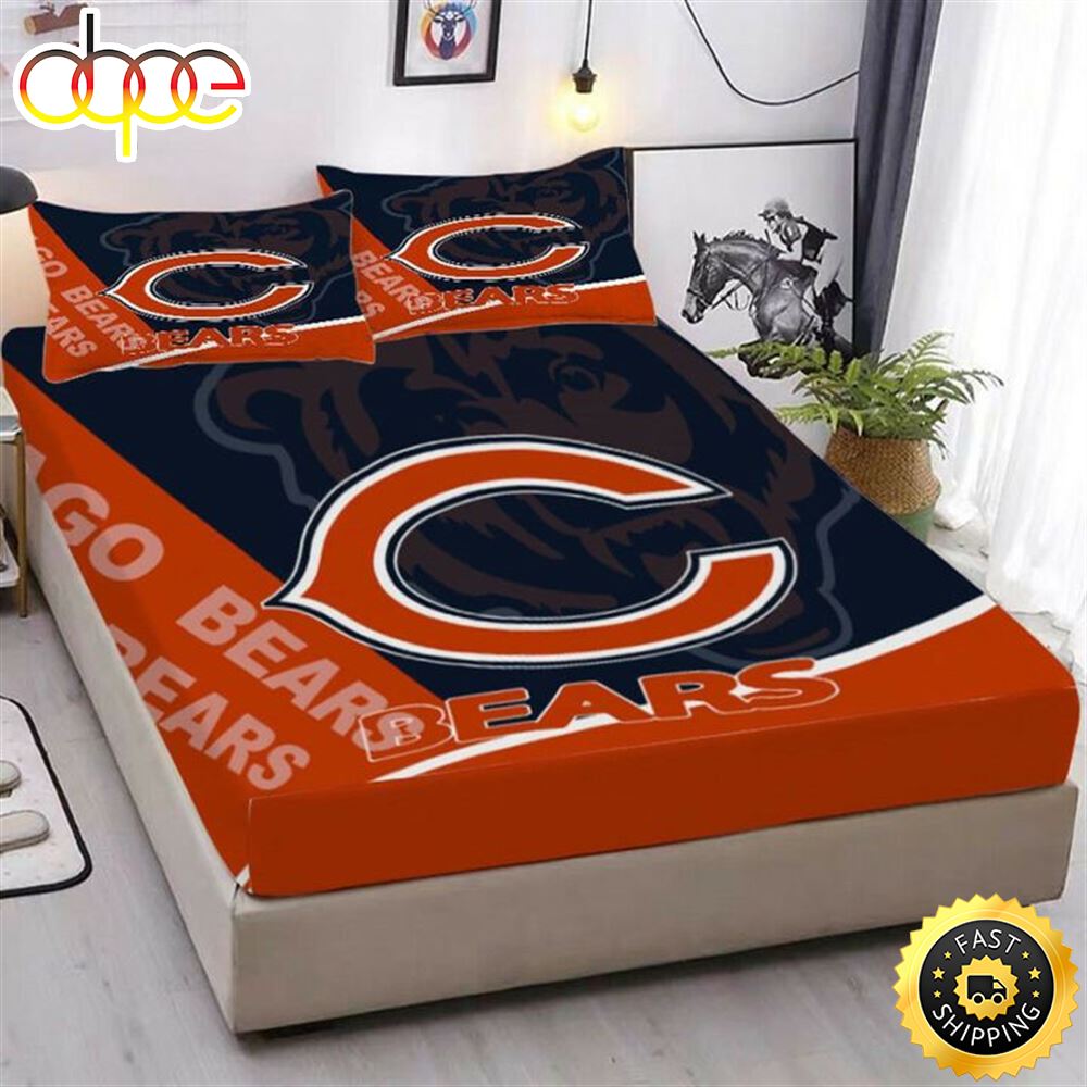 NFL Chicago Bears New Design In Dark Blue Bedding Set V2 M6rszh