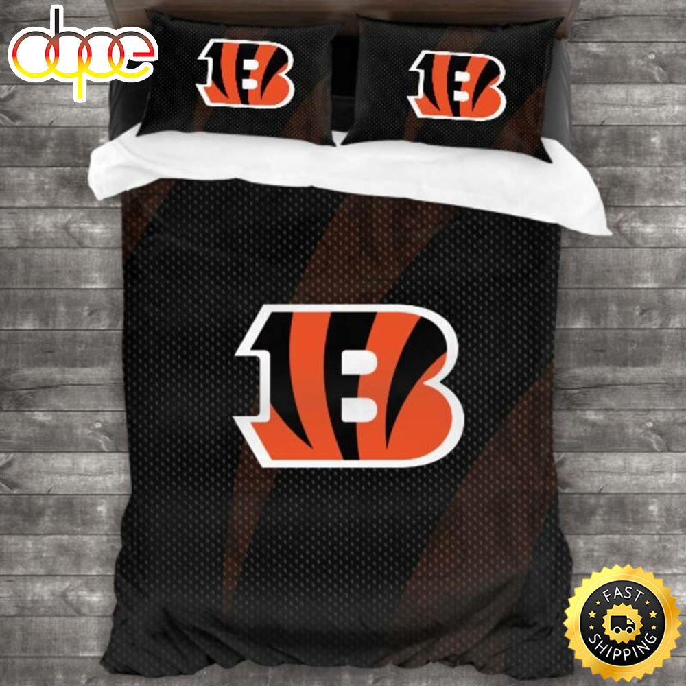 NFL Cincinnati Bengals Black Orange Bedding Set V3 Wdrhlx