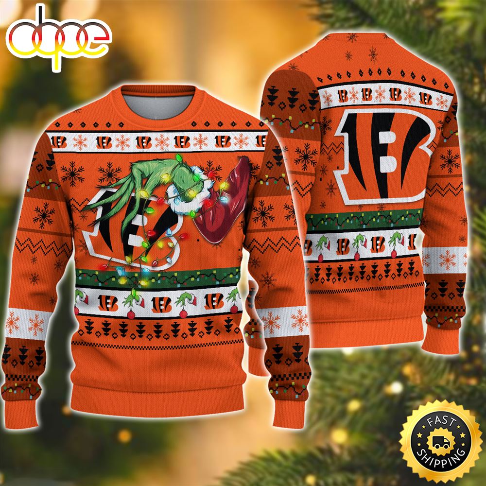 NFL Cincinnati Bengals Grinch Christmas Ugly Sweater Vssley