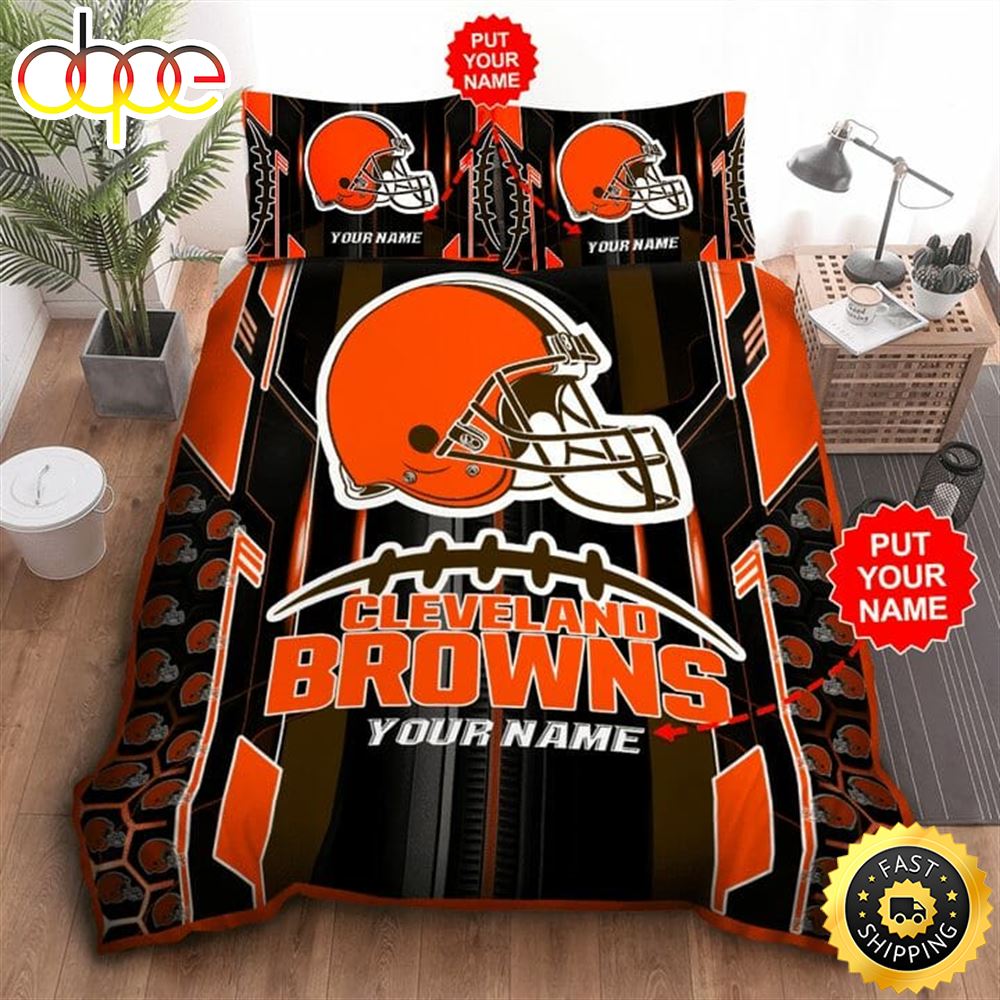 NFL Cleveland Browns Custom Name Orange Bedding Set Sr7xjs