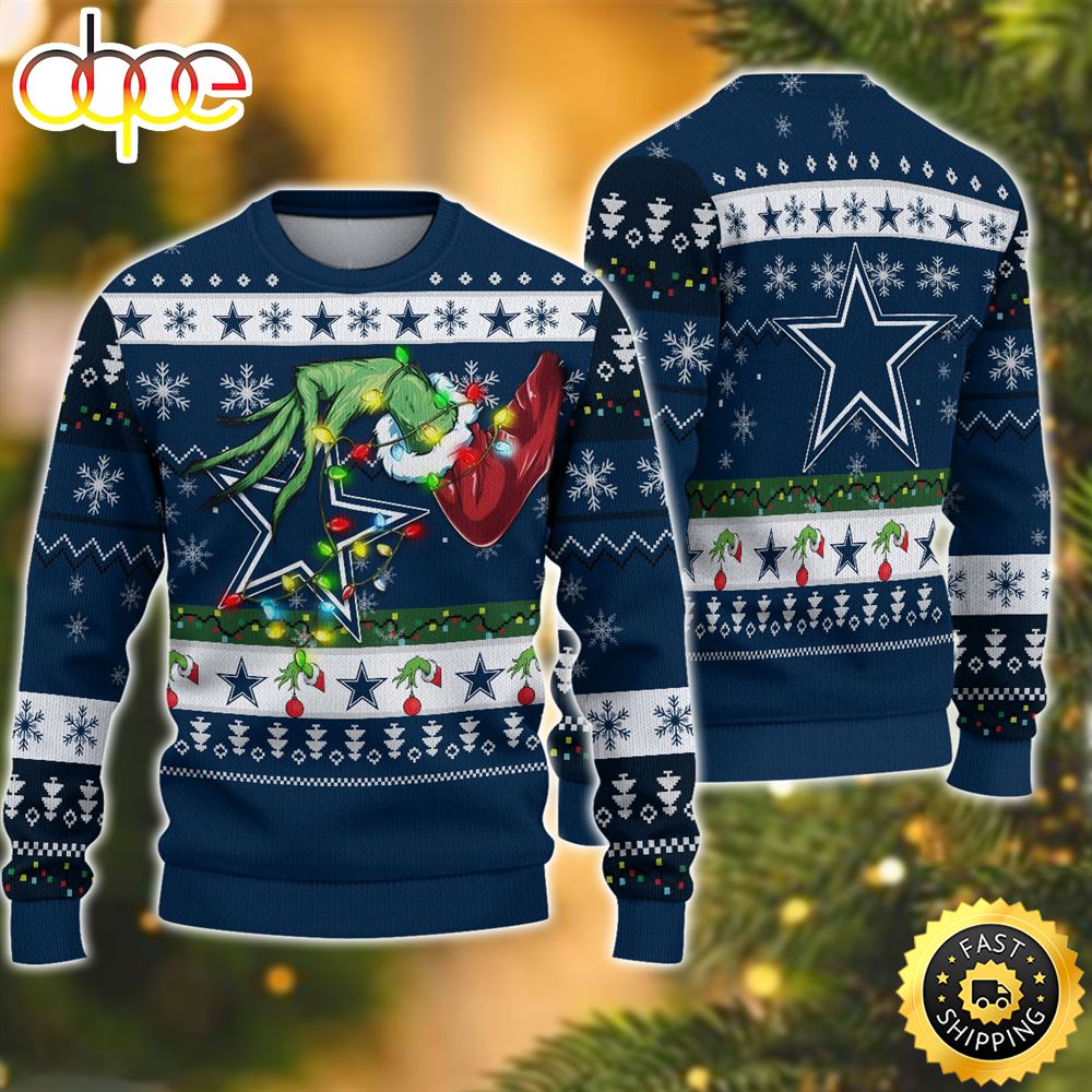NFL Dallas Cowboys Grinch Christmas Ugly Sweater Ytm8mi