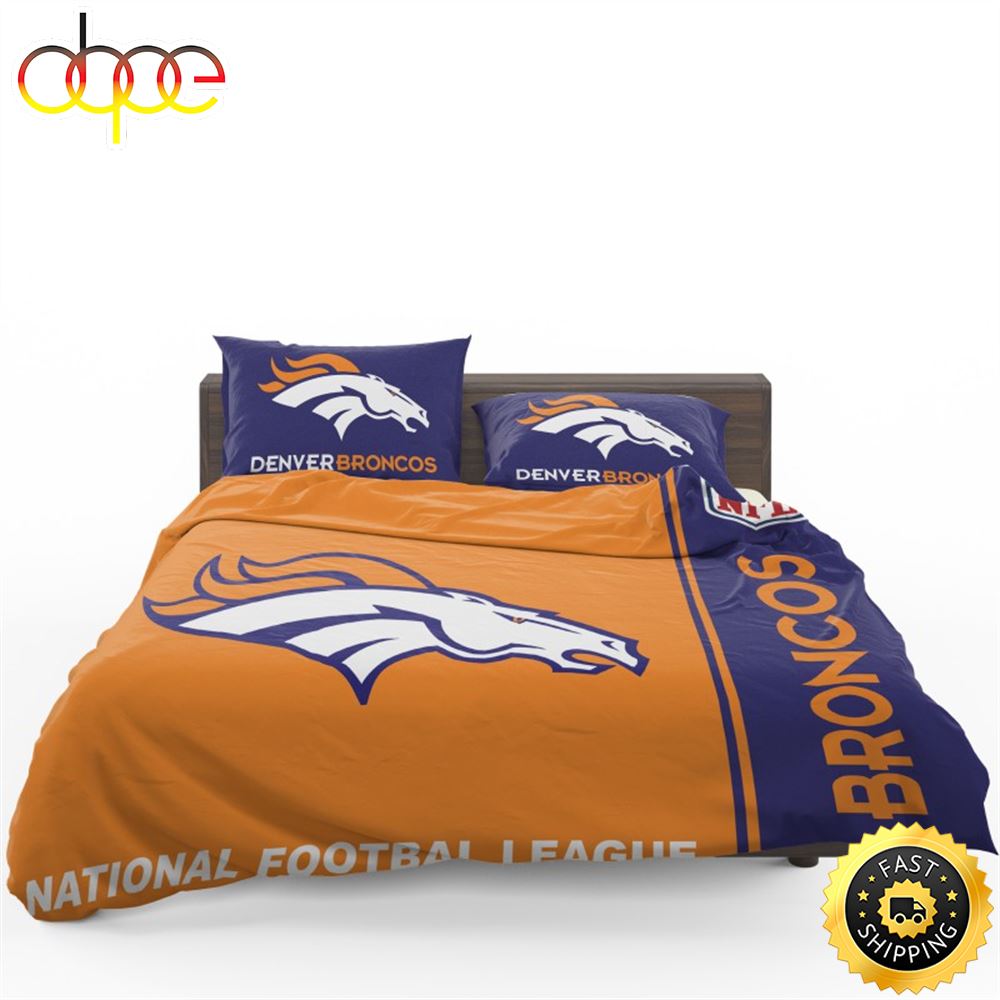 NFL Denver Broncos Orange Navy Blue Bedding Set V2 Ar9sqg