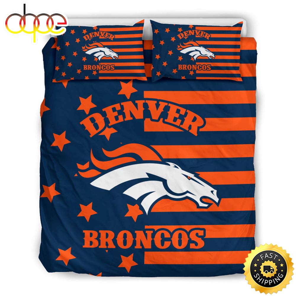 NFL Denver Broncos Orange Navy Blue Bedding Set Ztslmh