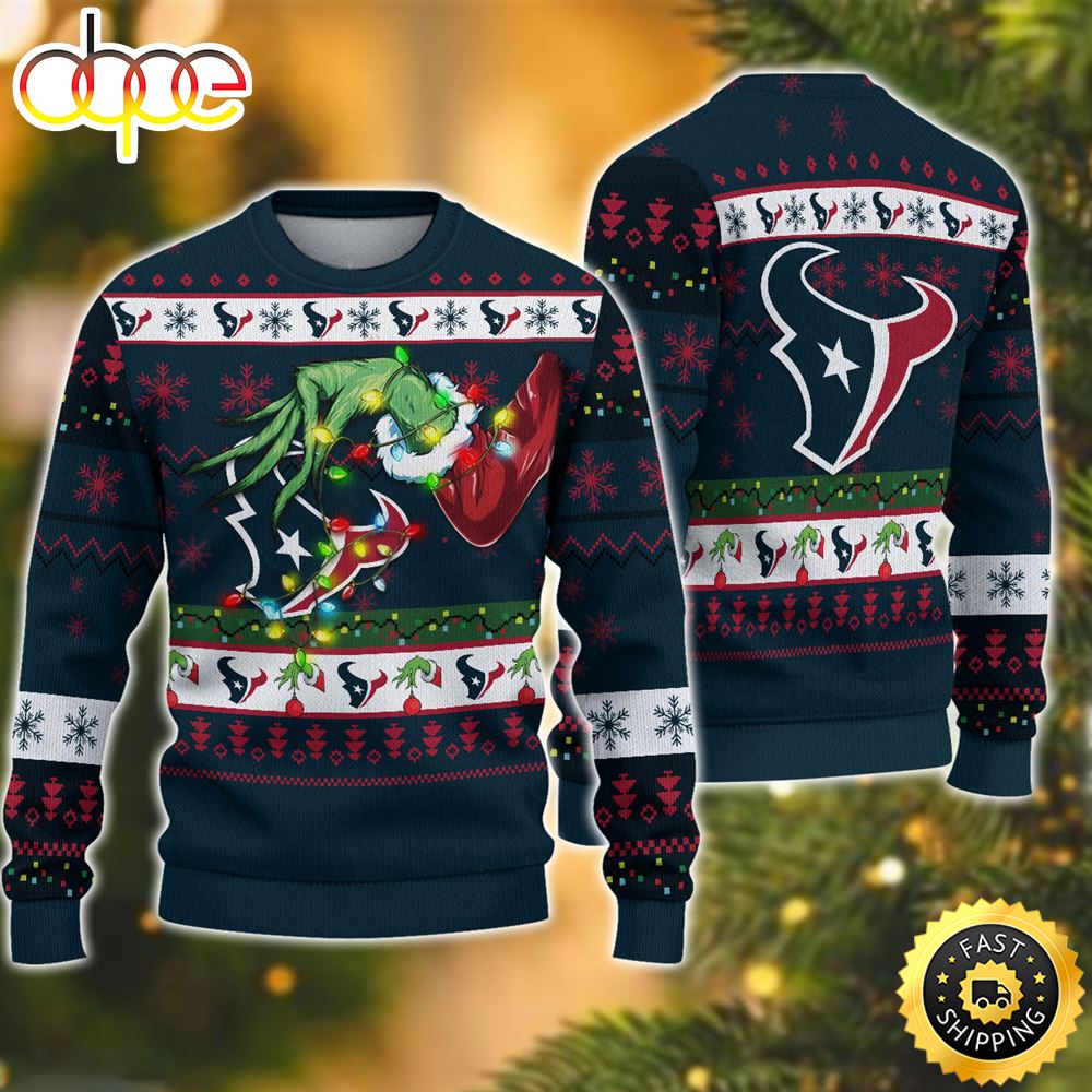 NFL Houston Texans Grinch Christmas Ugly Sweater Aqpmtk