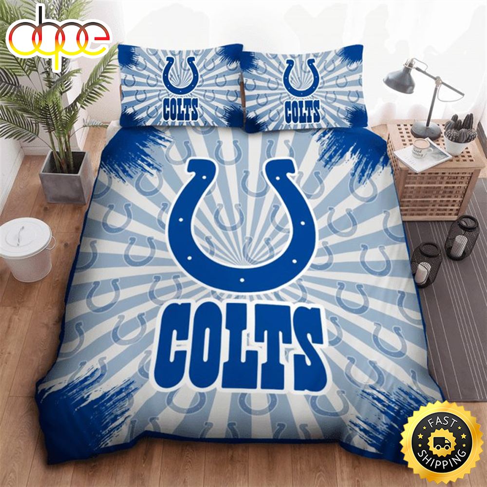 NFL Indianapolis Colts Blue White Bedding Set Efc42l